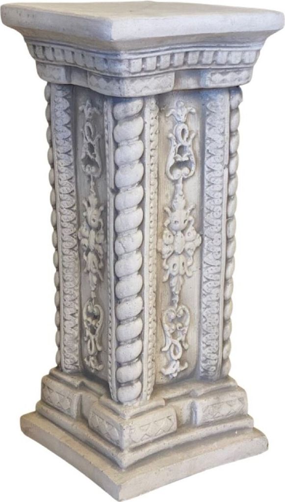 Casa Padrino Barock Garten Deko Säule Grau 24 x 24 x H. 57 cm - Antik Stil Stein Säule - Prunkvolle Gartensäule - Barock Garten & Terrassen Deko...