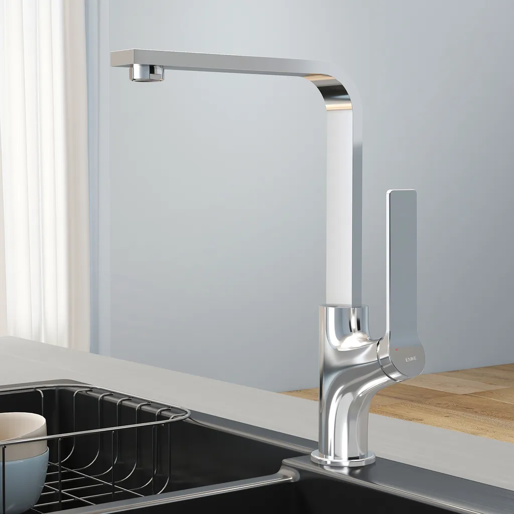 EMKE Robinet de Cuisine Mitigeur d'Évier Pivotant 360° en Laiton Chromé