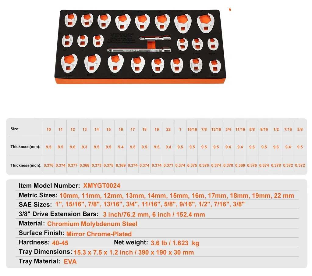 Jeu de clés à ergot XMYGT0024PCs-B 1623 en acier durable de 24 pièces