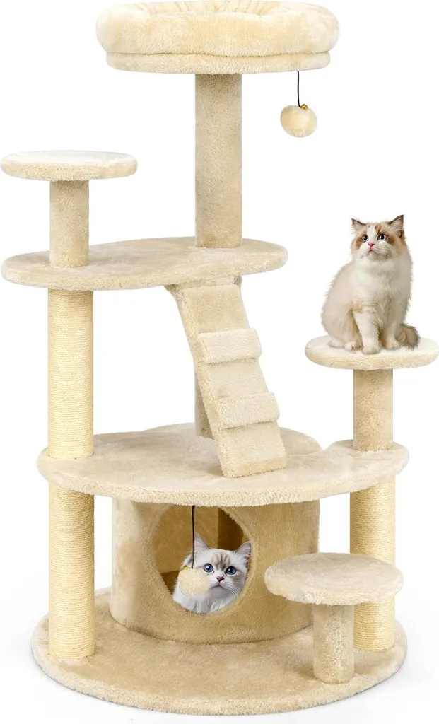 Arbre à chat pour appartement - Aire de jeux en bois avec 5 plateaux