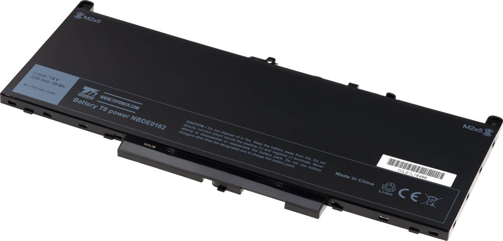 T6 Power Akku für Dell Latitude E7270, Li-Poly, 7,6 V, 7200 mAh (55 Wh), schwarz