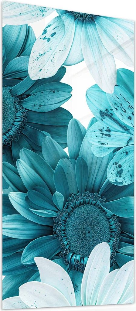Glasbild 50x100cm in XXL für Wohnzimmer, Schlafzimmer Motiv Blaue Blütenpracht