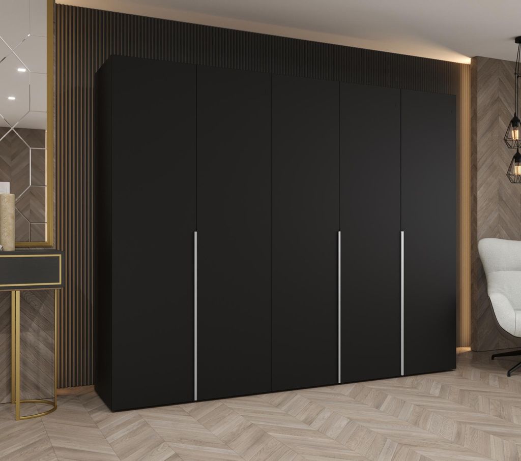 Kleiderschrank 250 cm BETULA - schwarz / Kaschmir