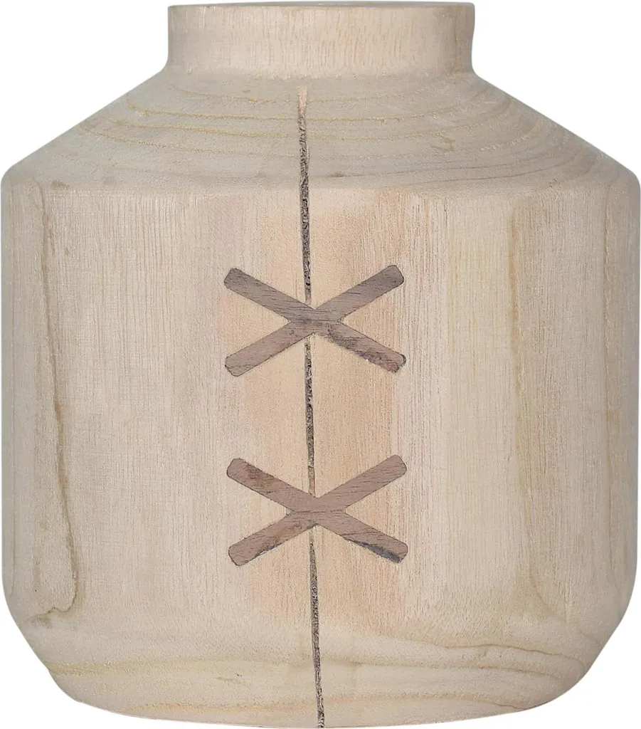 Vase WoodStitch en bois massif 19x19x21 cm au design scandinave épuré