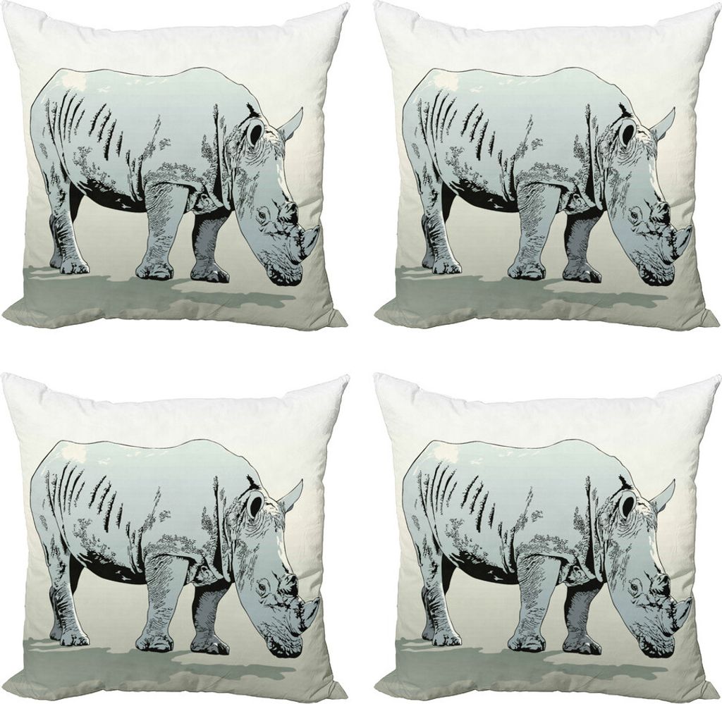 ABAKUHAUS Tier Kissenbezug Set (4 Stück), Wild Animal Pastellentwurf, Moderner Doppelseitiger Digitaldruck, 50 cm x 50 cm, Hellgrün Baby Blue