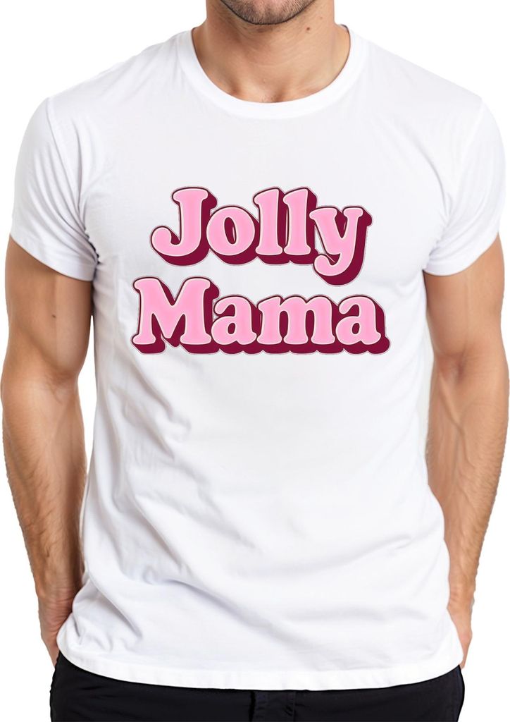 Jolly Mama Geschenk für Mama Muttertag Retro Schriftzug Pink Herren T-Shirt, Weiß, XXL