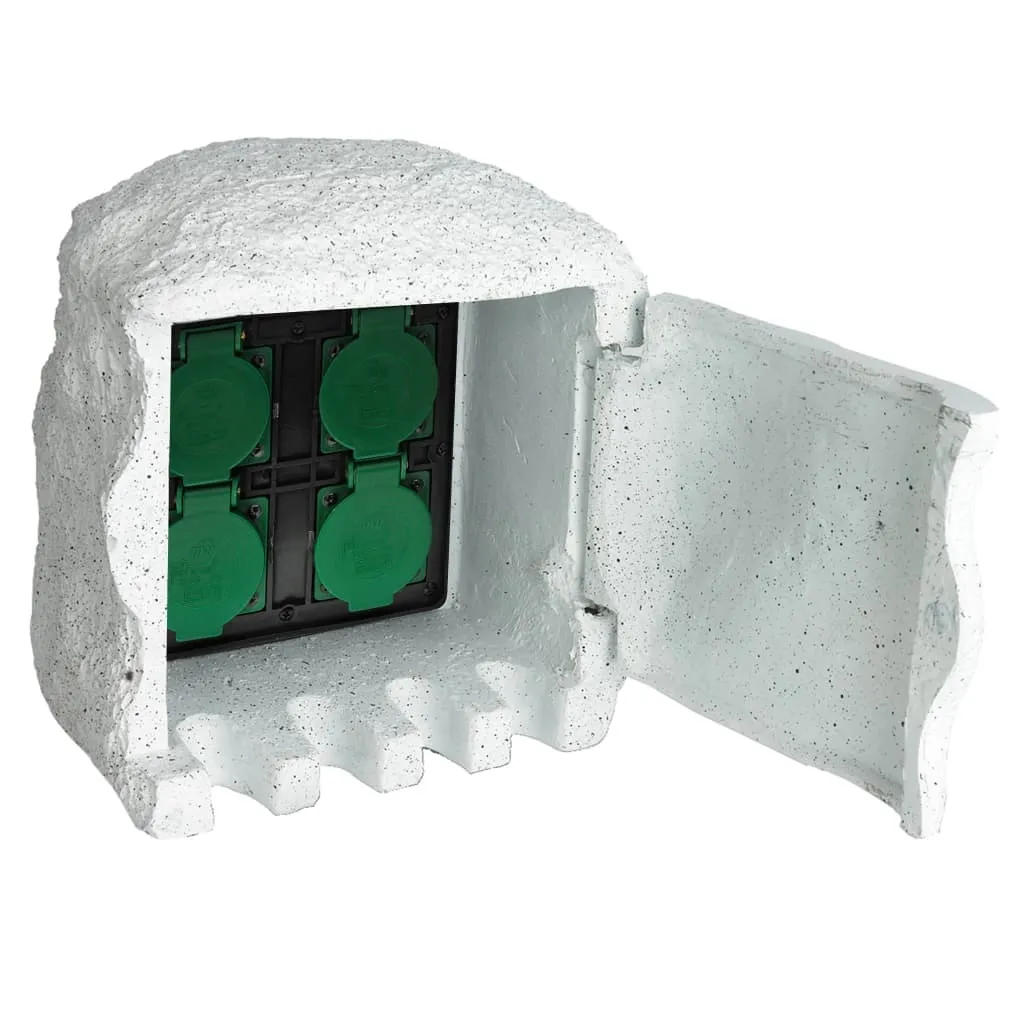 Bloc multiprise extérieur 4 prises étanches vidaXL résine blanche design