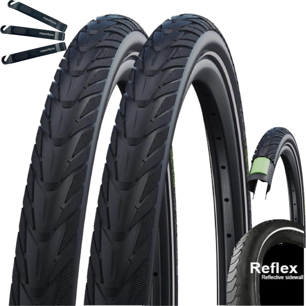 2 x Schwalbe Energizer Plus ADDIX E Performance Line E-50 Fahrradreifen Schwarz/Reflex 37-622 (28 x 1,40") + 2 x Schwalbe Schläuche DV inkl. maxxi...
