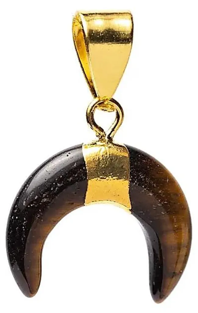 Pendentifs Lune en Pierre Naturelle Oeil de Tigre pour Bijoux - 3 Pcs