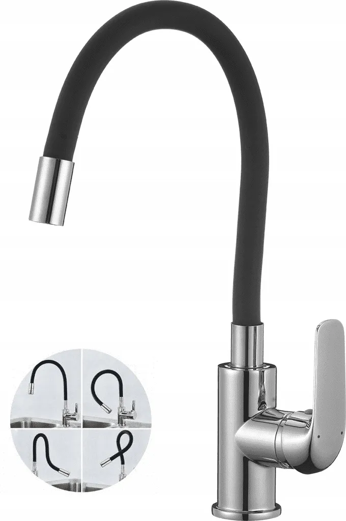 Mitigeur cuisine flexible ELZA noir mat - Robinetterie évier design chic