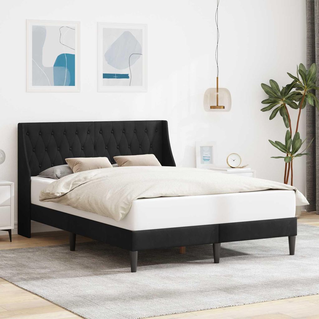 Maison Exclusive - Bettrahmen mit Kopfteil Schwarz 160 x 200 cm Samt