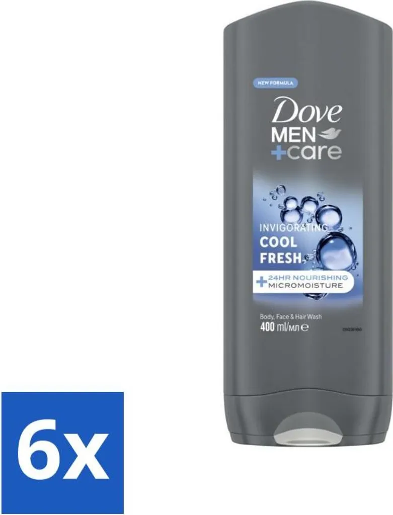 Dove - Gel doccia - Men+ Care Cool Fresh - Rinfrescante e rivitalizzante - 400 ml - Confezione risparmio - 6 pezzi