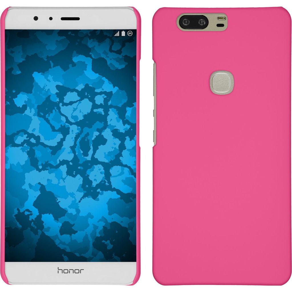 PhoneNatic Case kompatibel mit Huawei Honor V8 - Hülle pink gummiert Hard-case + 2 Schutzfolien