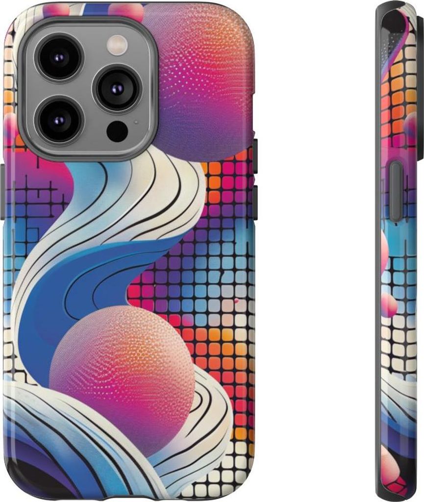 Farbenfrohes abstraktes Geometrie-Design – Hülle Kompatibel mit iPhone 14 Pro