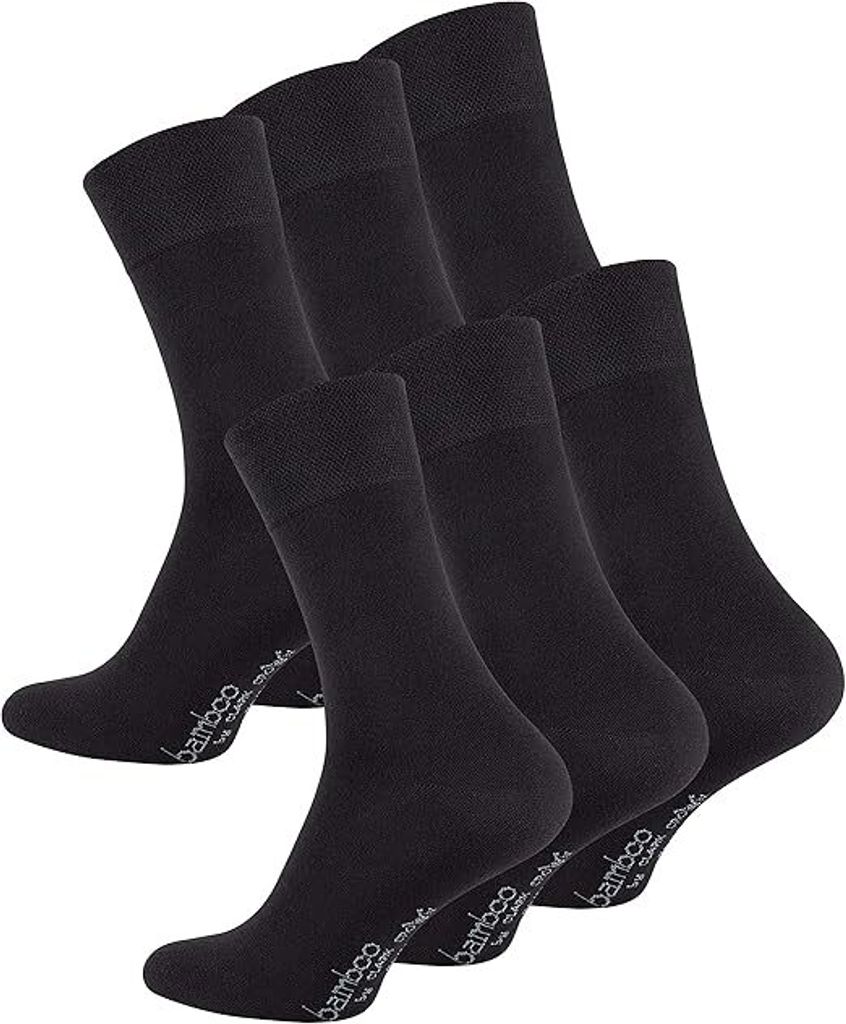 Clark Crown 12 Paar Bambus Socken schwarz 43 - 46 Herren Damen antibakteriell reduziert Schweiß ohne Gummi Diabetiker Socken