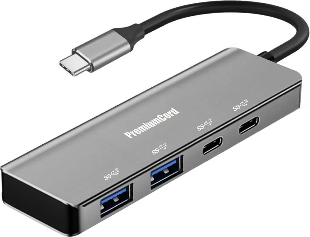 Hub USB C Aluminium 5Gbps avec 2 Ports USB-C et 2 USB-A Ultra Compact