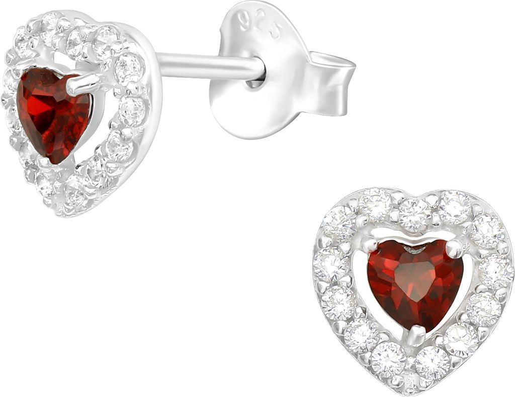 925 Sterling Silber Ohrstecker Herz mit Zirkonia-Steinen