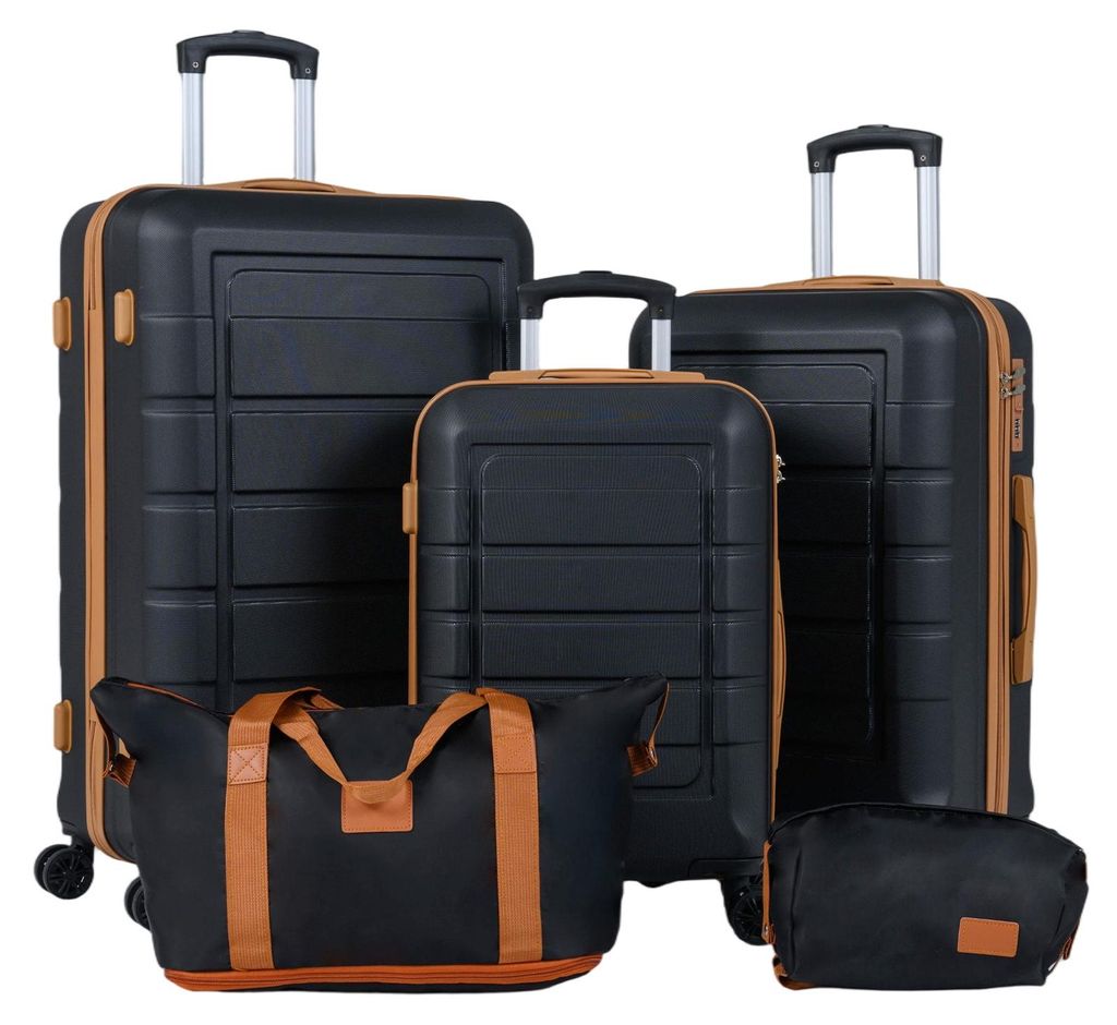 COSTWAY Kofferset 5 tlg., Koffer Set Hartschale inkl. 1 Reisetasche & 1 Kulturbeutel, Reisekoffer mit Teleskopgriff, Zahlenschloss & Rollen Handgep...