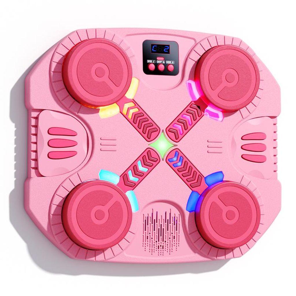 ZELURXX Elektronisches 4-Zonen-Boxing Pad für Kinder, LED Musik Schlagwand, Bluetooth, Stressabbau, Reaktionstraining, Pink