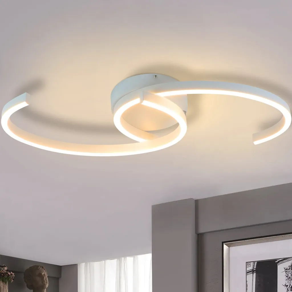 ZMH Plafonnier LED Salon 25W 3000K Blanc Chaud Design Double Lune