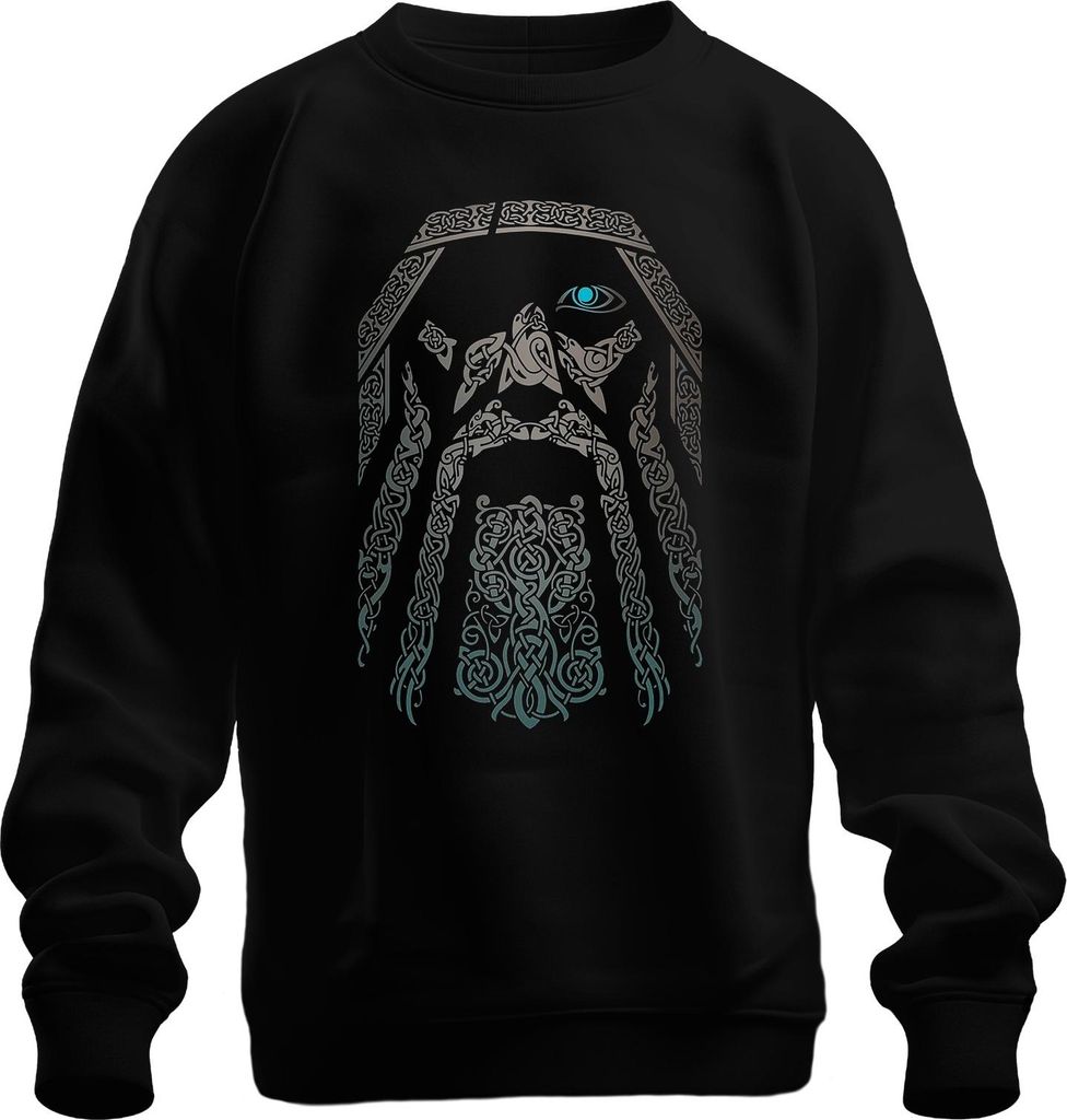 Wikinger Odin Keltische Knotenmuster Nordisch Geflochten Viking Uni Sweatshirt Pullover, Schwarz, S