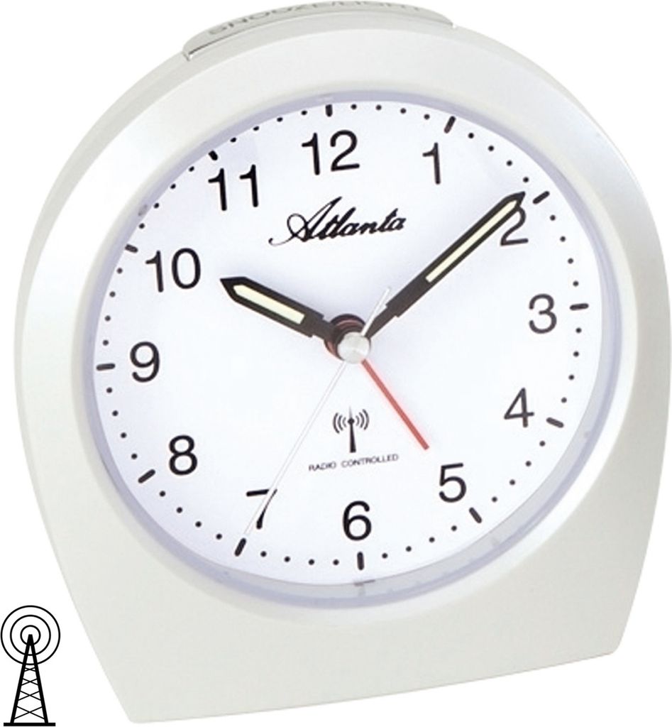 Atlanta 1824/0 Wecker Funk Funkwecker creme weiß Licht Snooze leise ohne Ticken
