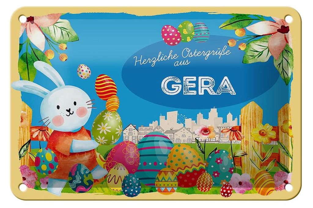 Blechschild Ostern Ostergrüße 18x12cm GERA Geschenk Deko Produktbild 