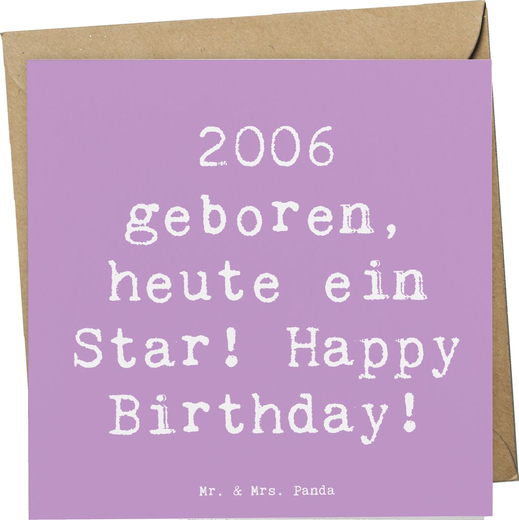 Mr. & Mrs. Panda Klappkarte Spruch 2006 Geburtstag Star - Lavendeltraum - Geschenk, Glückwunschkarte, Erinnerungen, anlasskarte, Geboren am, Happy...