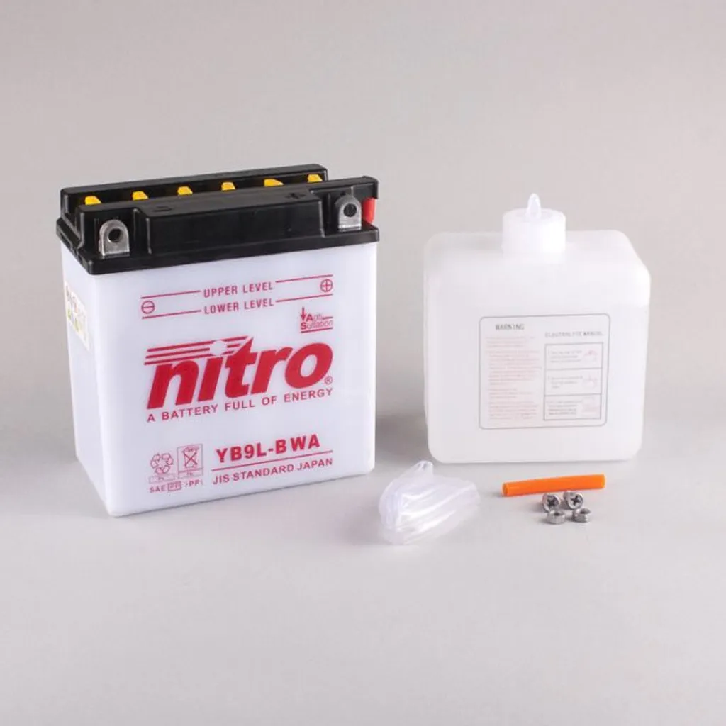 Batterie Nitro YB9L-B 12V 9Ah avec pack acide pour moto et scooter