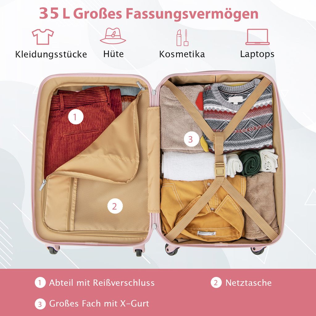 COSTWAY 20" príručná batožina, cestovný kufor s nálepkou, Obrázok produktu 3