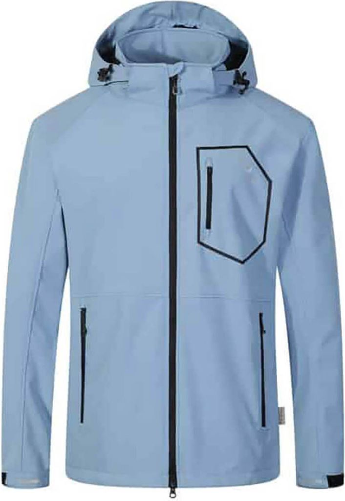 Blue Wave Herren Softshelljacke Louis mit verstellbarer Kapuze - Unifarbene Jacke winddicht und atmungsaktiv in Ice Blue Größe 3XL