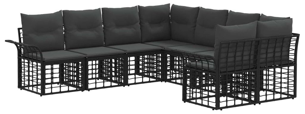 Outdoor-Sofagarnitur 8 stk. Schwarz und Dunkelgrau Polyester