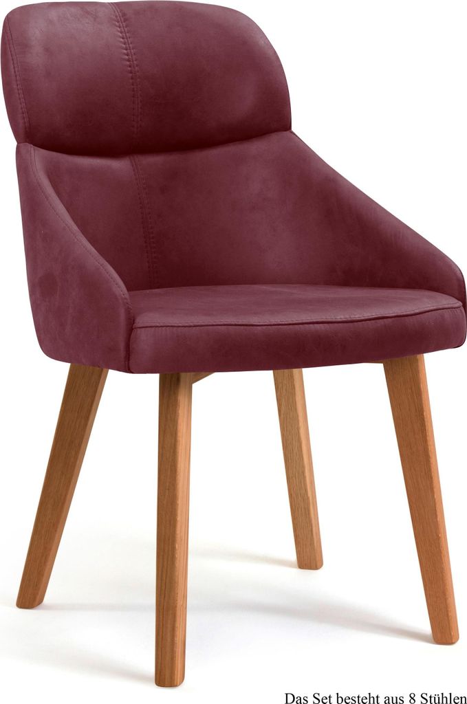 Esszimmerstuhl (8er-Set) Dasya 52x82x63 Eiche geölt/Marsala