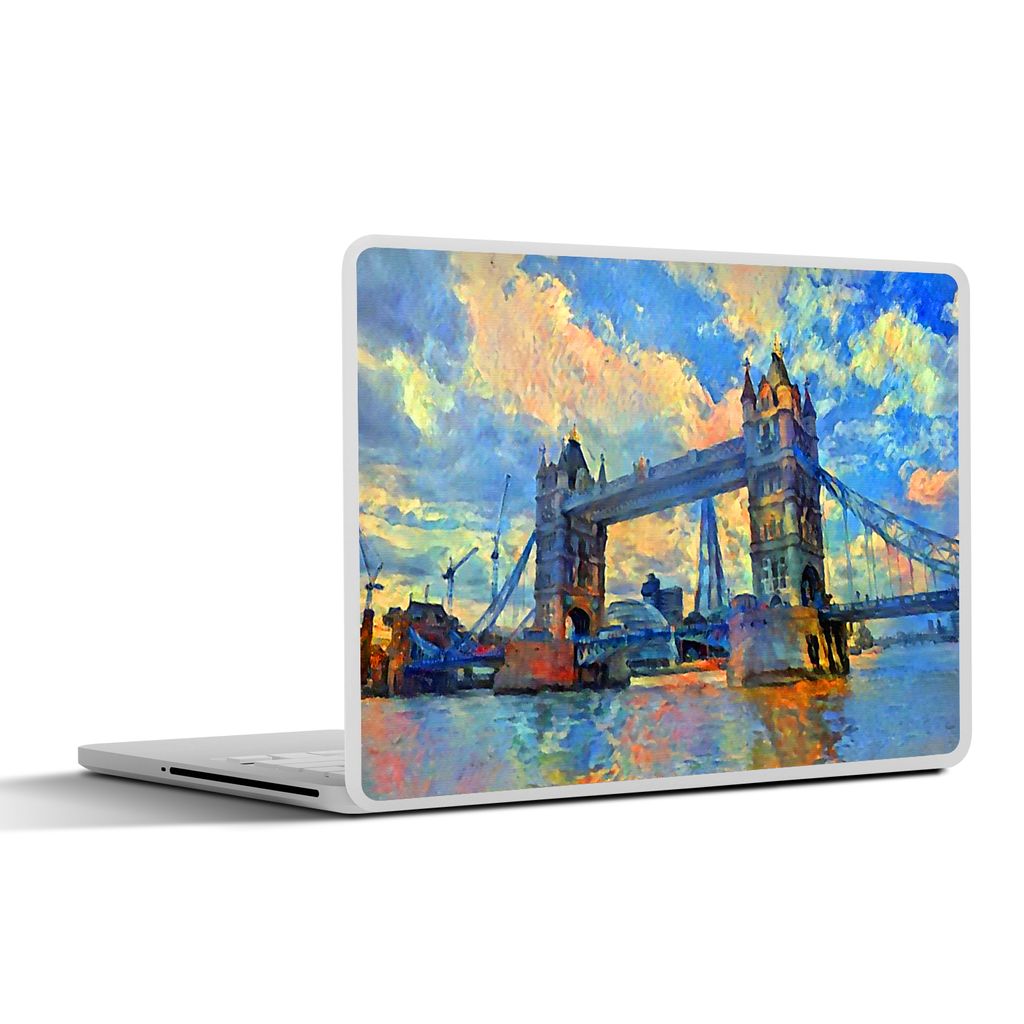 MuchoWow Laptop Aufkleber Sticker Cover Gemälde - London - Brücke - Öl 32.5x23.5 cm - Sticker für Laptop - Selbstklebend