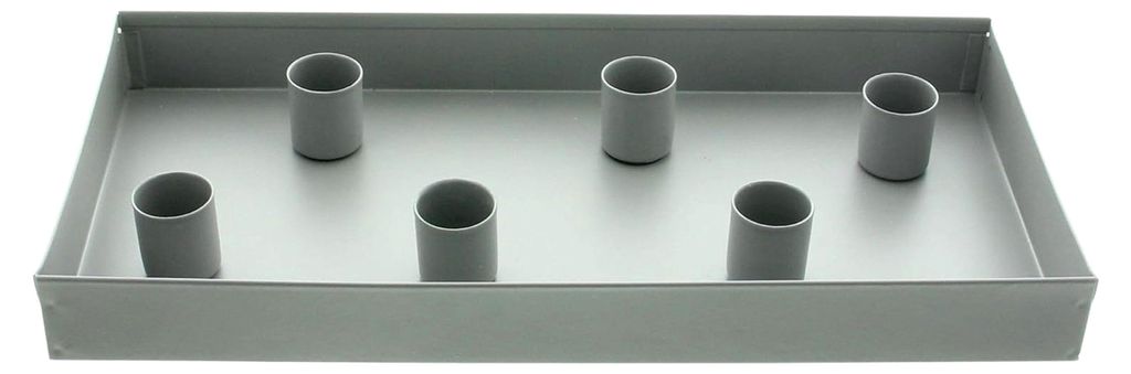 Stabkerzenhalter Magnet aus Metall, mattgrau, mit 6 Magnethalterungen und möbelschonenden Kunststoffnoppen