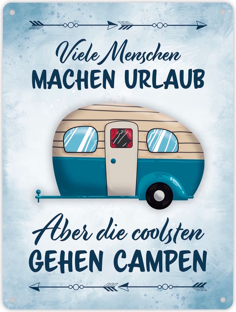 Viele Menschen machen Urlaub, die coolsten gehen campen Metallschild XL in