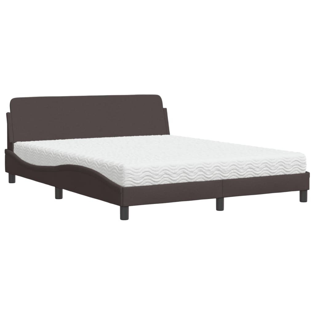 Bett mit Matratze "Dover" Dunkelbraun 160x200 cm Stoff