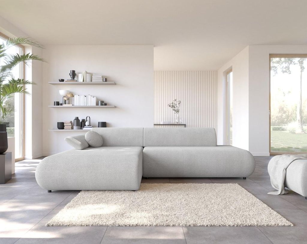 Eckschlafsofa mit Stauraum SURREY 1 - hellgrau 2, linke Ecke