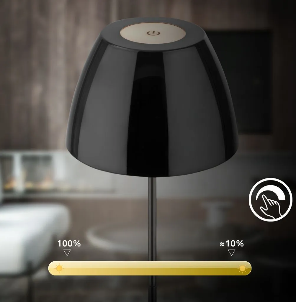 Briloner Serina Lampe de table LED sans fil IP44 dimmable Chrome 36cm