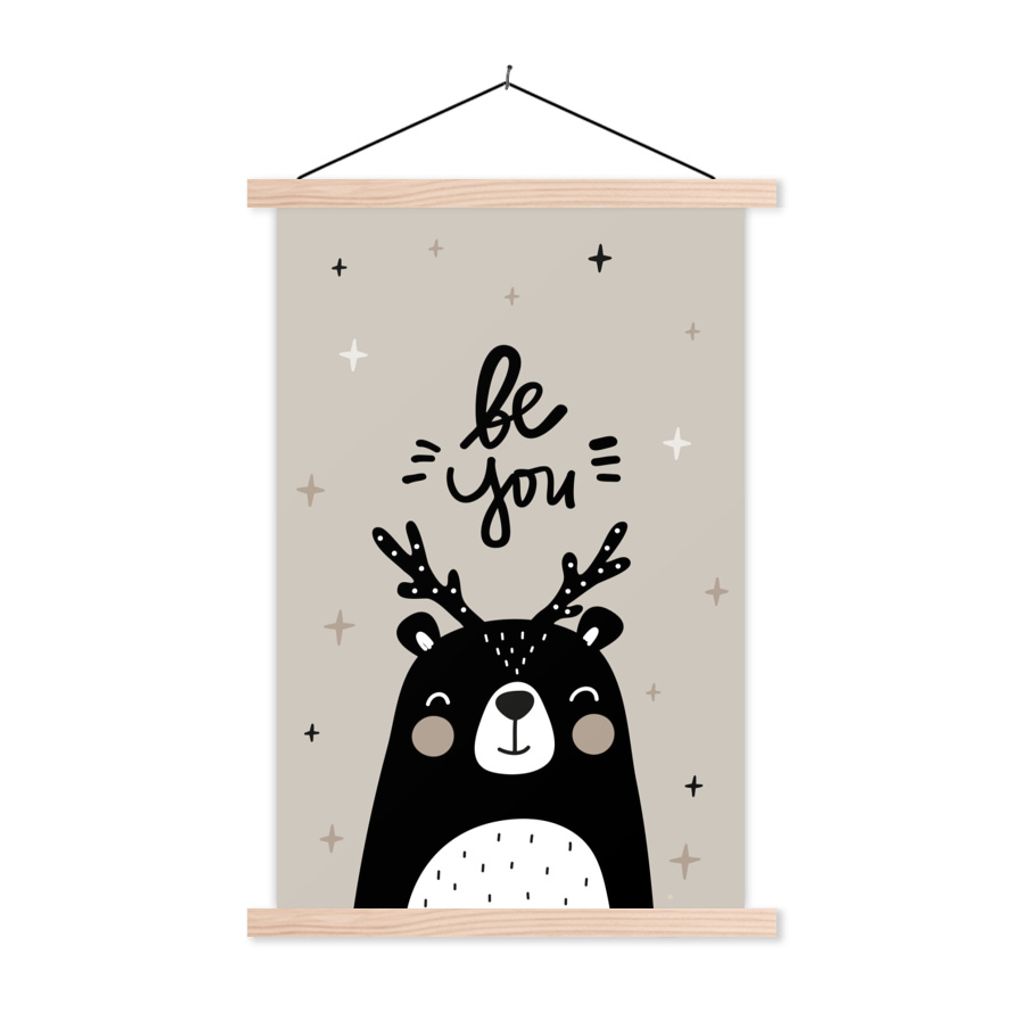 MuchoWow Textilposter Zitate - Sei du - Sprichwörter - Baby - Kinder - Jungen - Mädchen 120x180 cm mit holzfarbenen Rahmen - Textil-Plakat