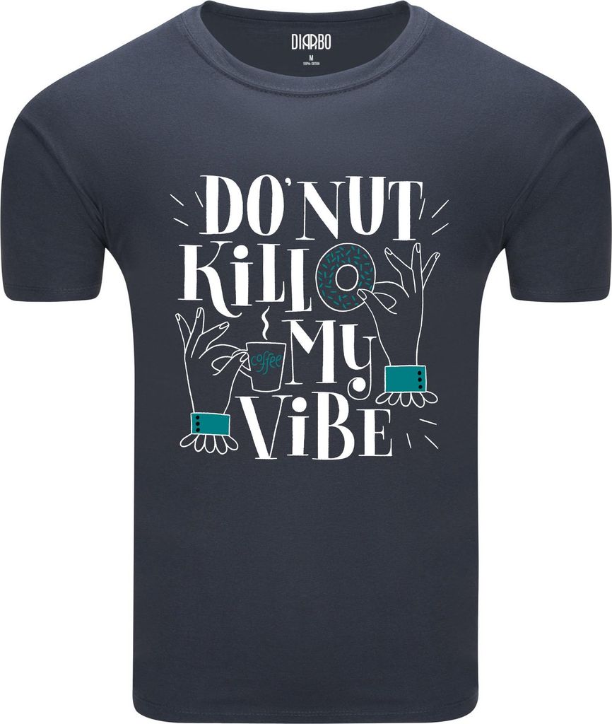 Diarbo Herren T-Shirt mit Lustigem Druck Donut tötet meine Stimmung Dunkelgrau Gr.S