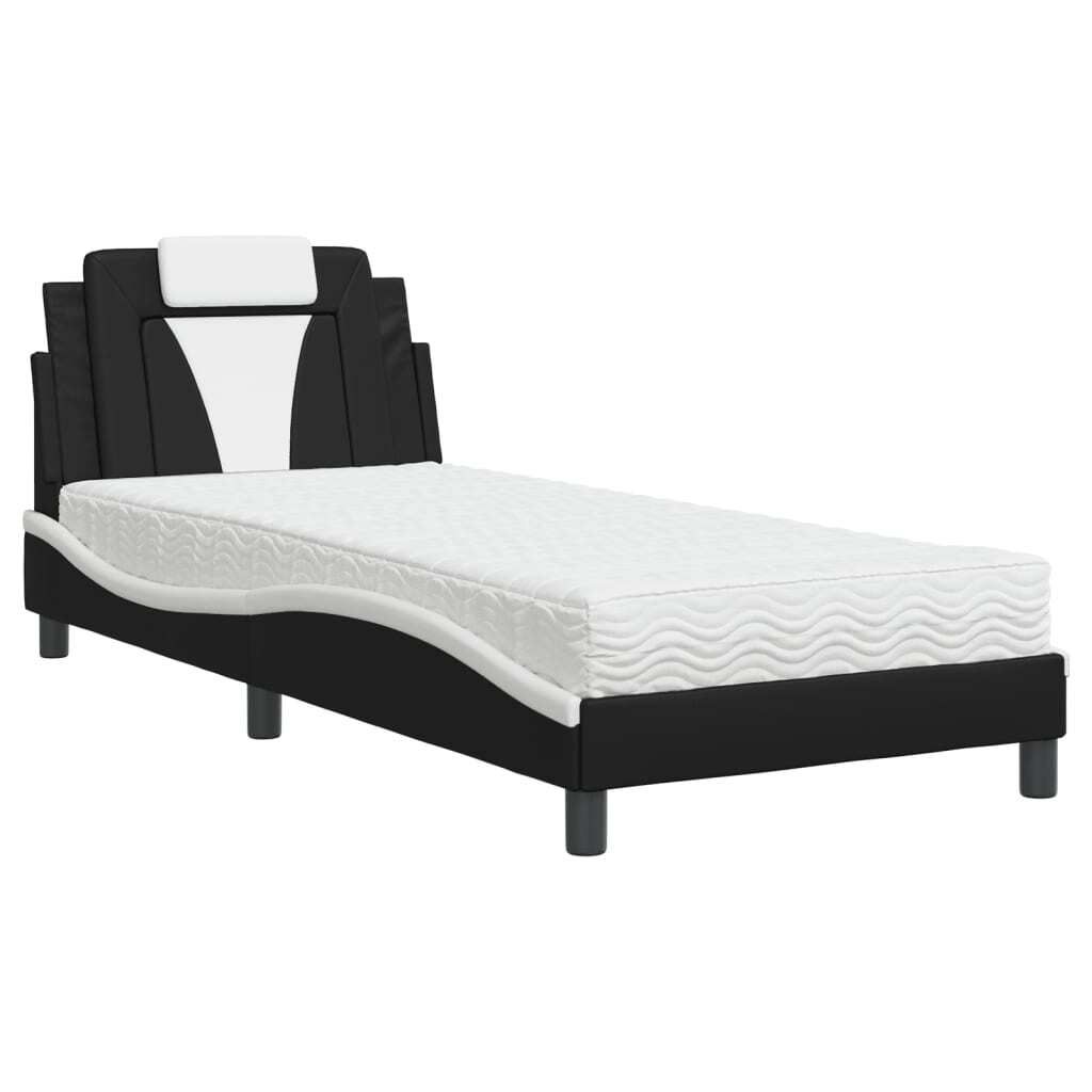 Bett "Viana" mit Matratze Schwarz und Weiß 90x200 cm Kunstleder
