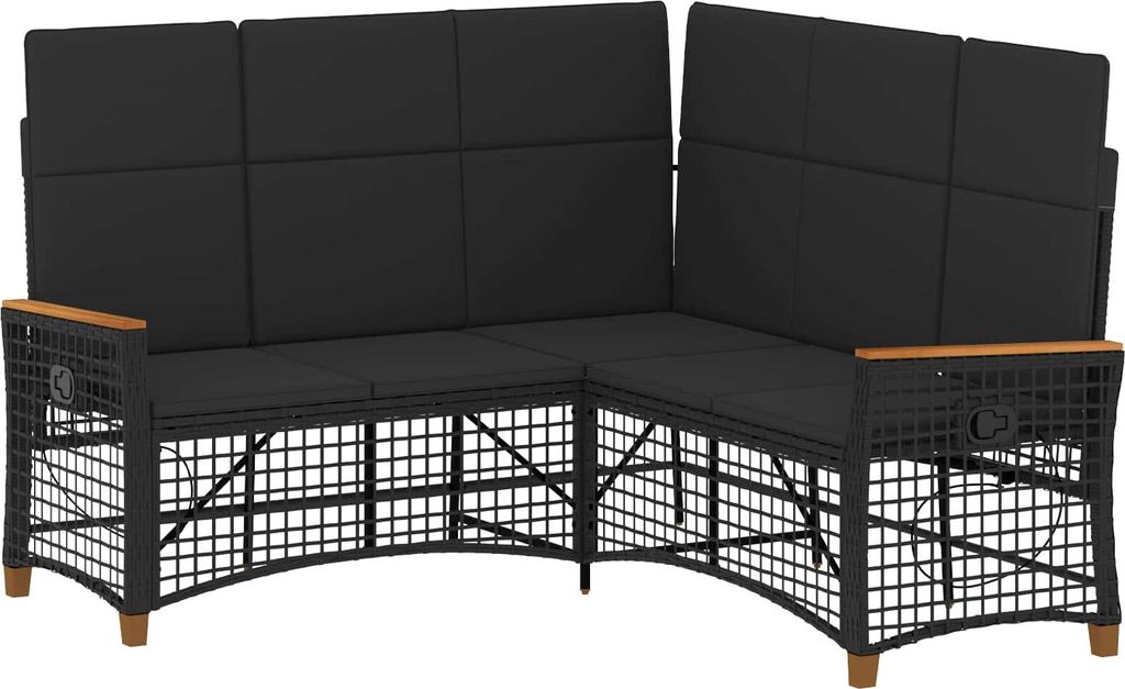vidaXL Garten Liegesofa Set Verstellbar Schwarz 164 x 164 x 112 cm