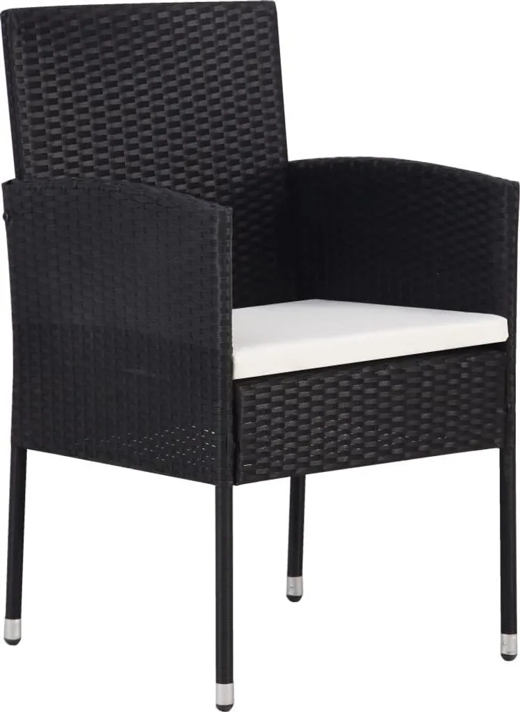 Set 2 Sedie Esterno vidaXL Polyrattan Nero e Bianco Crema Design