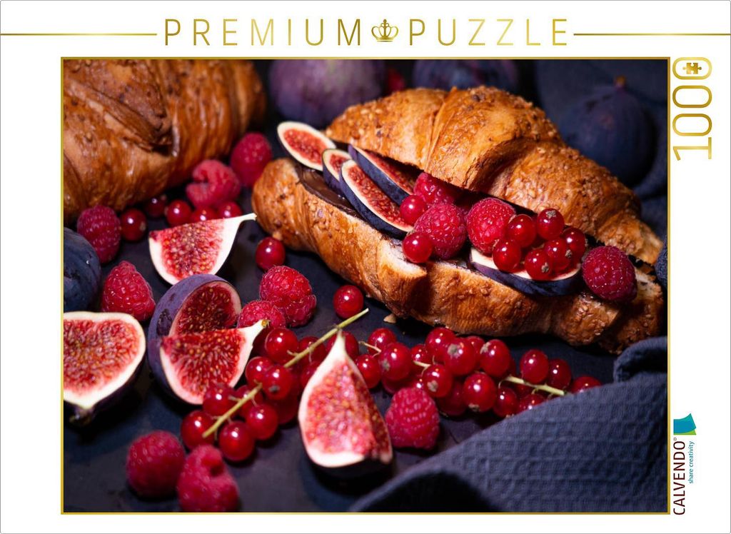 CALVENDO Puzzle Beeren Croissants | 1000 Teile Lege-Größe 64x48cm Foto-Puzzle für glückliche Stunden
