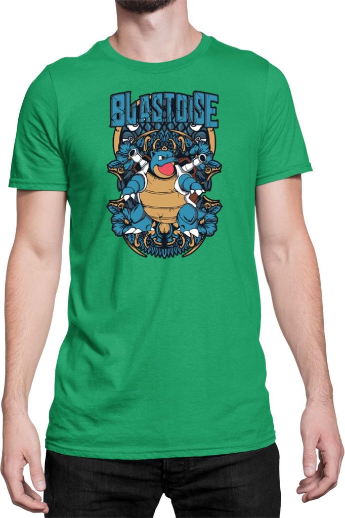 Herren T-Shirt Japan Anime Manga Pokemon Blastoise, Man S / Grün