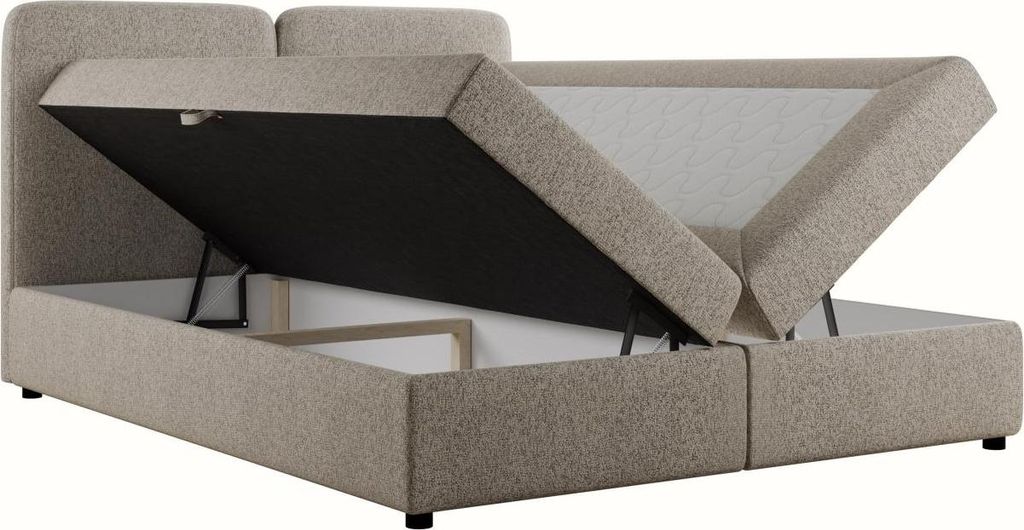 MIRJAN24 Boxspringbett mit zwei Bettkästen Boho, Schlafzimmer Ehebett, Doppelbett mit Topper (Farbe: Taro 01, Größe: 180x200 cm)