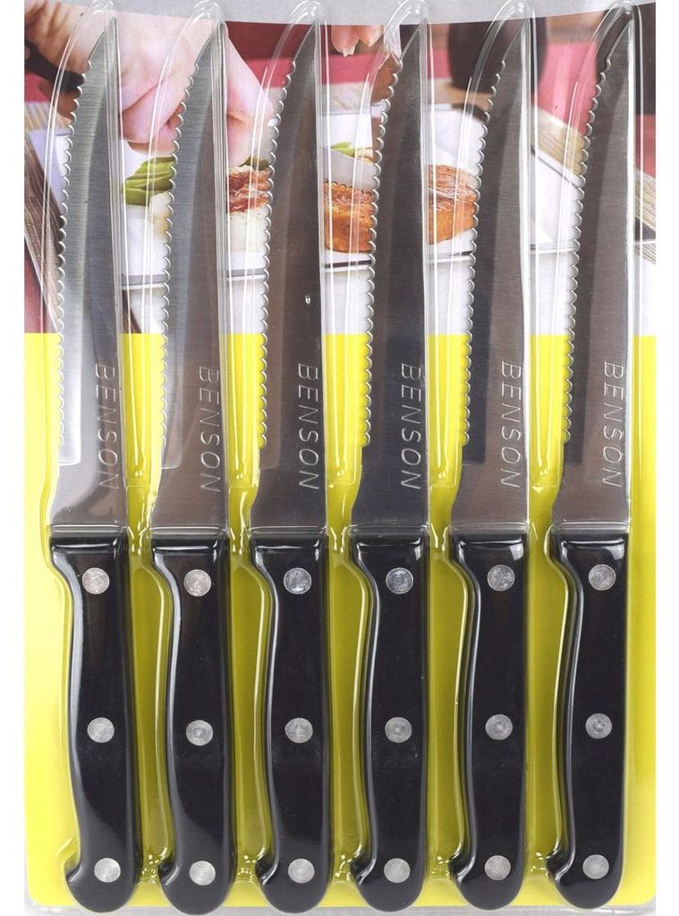 Steakmesser Set 6tlg. Pizzamesser 6 Messer Grillbesteck Produktbild 