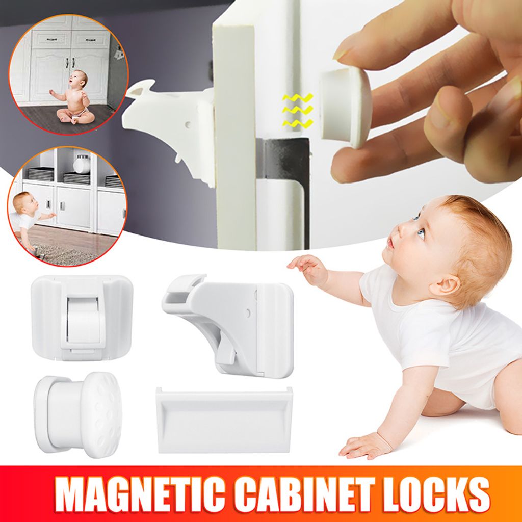 Magnetische Kindersicherung Schrankschloss 10 Magnetschlösser 2 Schlüssel Neu 
