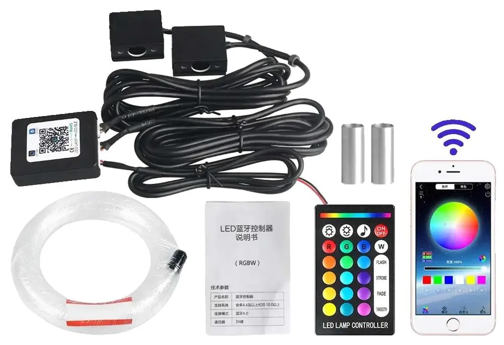 Fibre Optique RGB 600 Brins 1,5m avec Contrôle Application et Télécommande